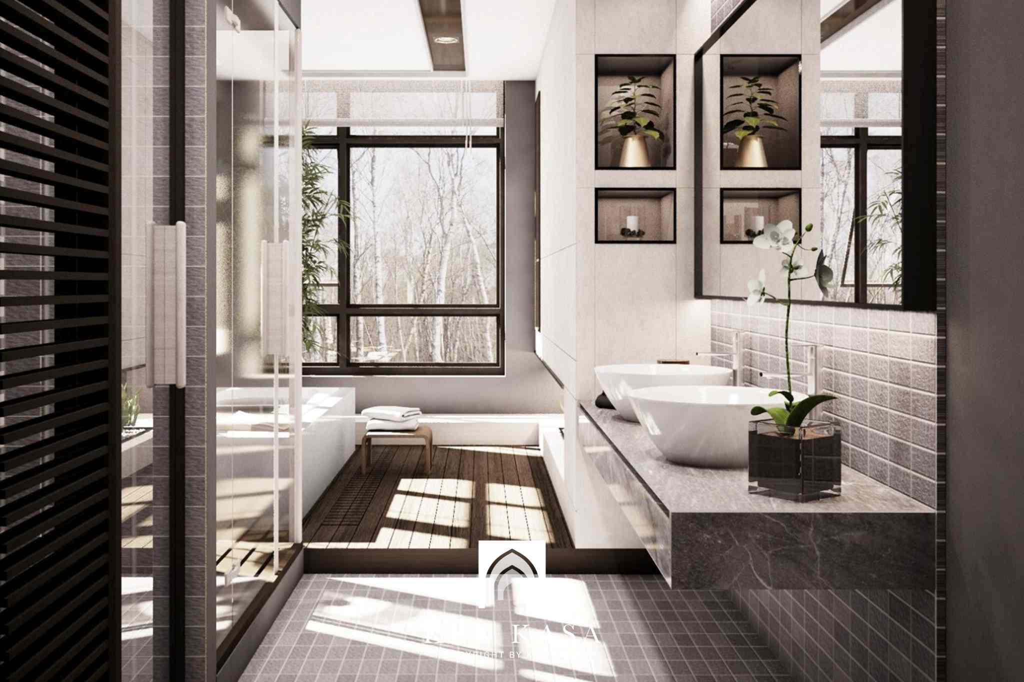Phòng tắm homestay mang phong cách zen 